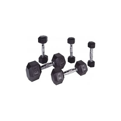 -blank-brand- 25kg Rubber Hexagonal Dumbells