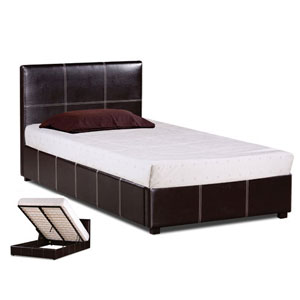 (ND) LPD , Lyon 3FT Single Leather Ottoman Bedstead