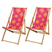 Hardwood Deckchairs, Pink Floral