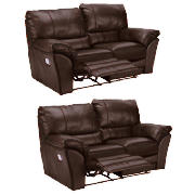 Madrid Regular Leather Recliner Sofas, Brown