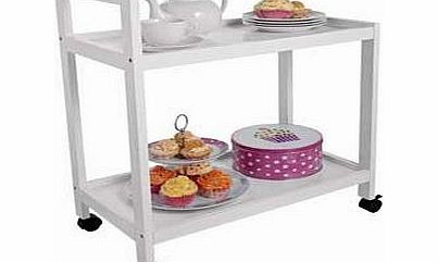 2 Tier Hostess Trolley / Multipurpose Trolley Luxury Looking 2 Tier Hostess Trolley Mounted on Castors (H75, W60, D34cm) - White