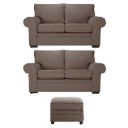 York Regular Sofas & Footstool, Mocha