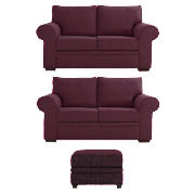 York Regular Sofas & Footstool, Mulberry