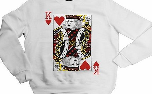 21 Century Clothing King Of Hearts Unisex Sweatshirt - White - Medium (42-44 inches)