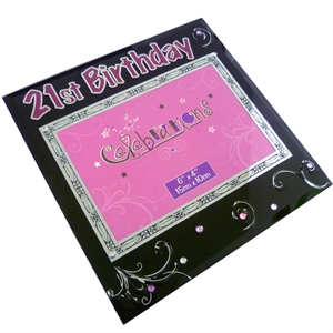 Birthday Black Glass Photo Frame