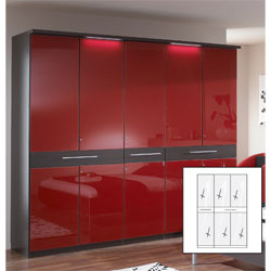 26060 Wiemann - Dublin Red  3 Door  2 Drawer Wardrobe