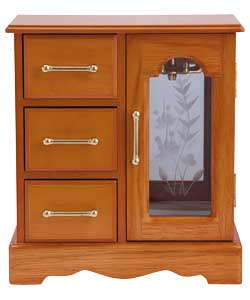 3 Drawer Oak Finish Jewellery Wardrobe