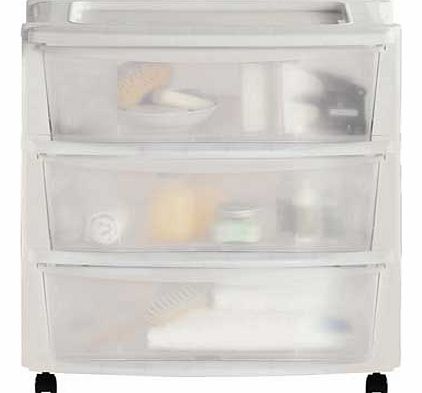 Drawer Plastic Wide Tower Storage Unit - White