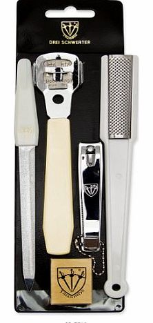 3 Swords - 5 Piece Pedicure Foot Care Set, nickel plated - shiny, Quality: 3 Swords