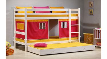 Kinder Bunk Bed White Wash - Pink Tent