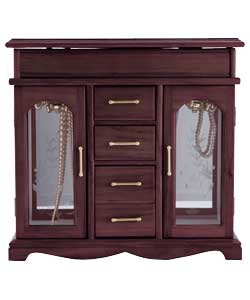 4 Drawer Walnut Finish Jewellery Wardrobe