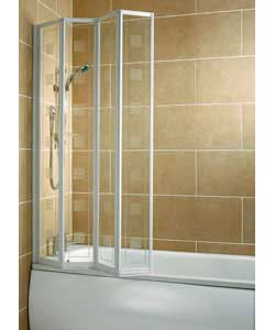 4 Fold White Shower Screen