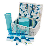 4 Person Picnic Basket, Coastal Stripe