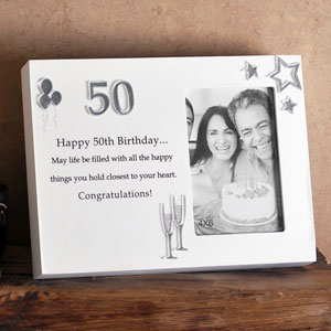 50th Birthday Block Style Portrait 4 x 6 Photo