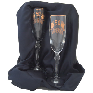 50th Wedding Anniversary Champagne Glasses