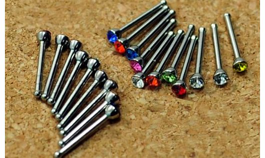 20 x Nose Stud Bar Steel Rhinestone Bone Bars Body Piercing Jewellery Makeup