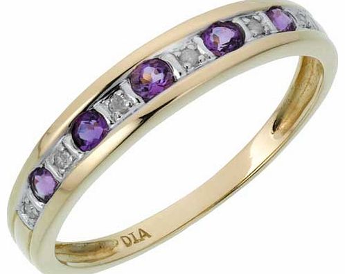 Amethyst and Diamond Half Eternity Ring