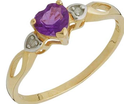 Amethyst and Diamond Heart Ring