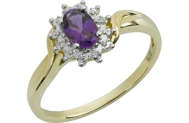 Amethyst Diamond Cluster Ring