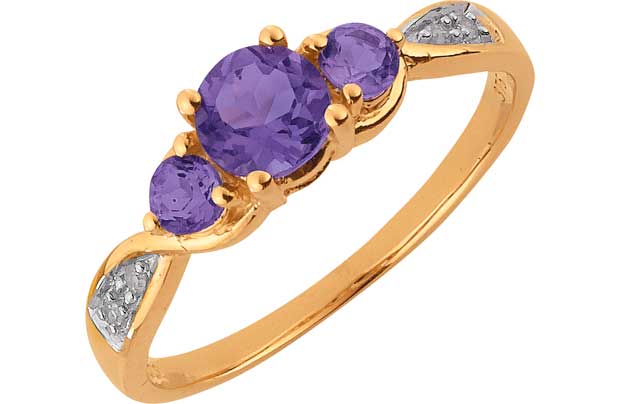 Amethyst Diamond Trilogy Ring