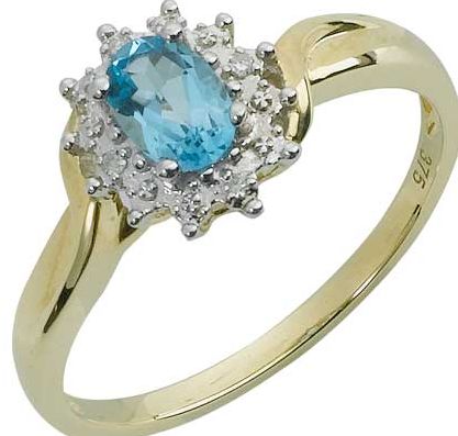 Blue Topaz and Diamond Cluster Ring