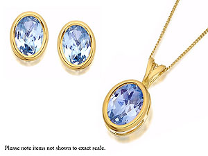 Blue Topaz Earrings And Pendant Set -