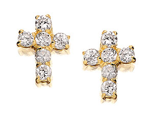 Cubic Zirconia Cross Earrings 8mm -