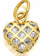 Cubic Zirconia Lattice Heart Charm 9mm