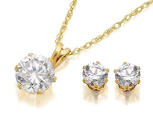 Cubic Zirconia Pendant And Earring Gift