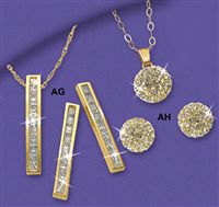 CZ Drop Bar Pendant And Earrings Set
