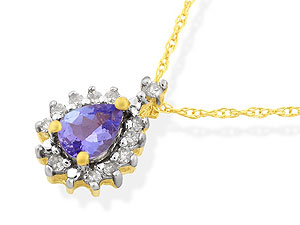 Diamond And Tanzanite Pendant And Chain