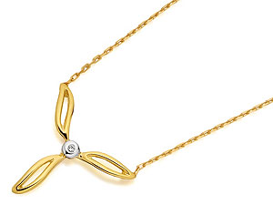 Diamond Open Leaf Necklet - 188118