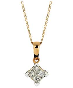 Diamond Princess Cut Pendant