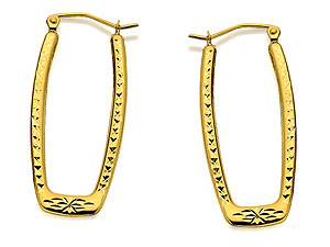 Elongated Oval Creole Hoop Earrings -