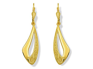 Embossed Lyre-Shaped Drop Earrings 071175