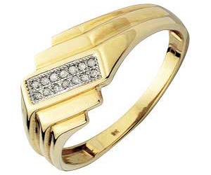 Gents Diamond 2 Row Diagonal Ring
