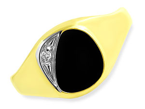 Ladies Diamond Set Onyx Signet Ring