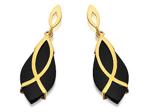 Marquise Shaped Onyx Drop Earrings