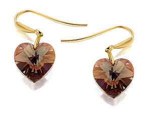 Pale Black Crystal Heart Drop Earrings
