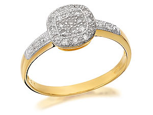 Pav Set Diamond Cushion Cluster Ring