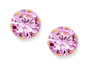 Pink Cubic Zirconia Solitaire Earrings