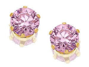 Pink Cubic Zirconia Solitiare Earrings