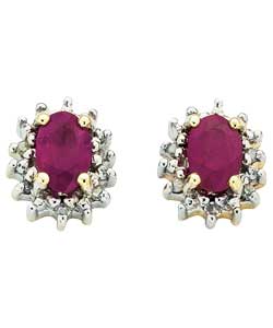 Ruby and Diamond Stud Earrings