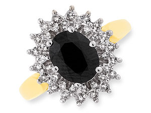 Sapphire and Diamond Cluster Ring 046707-R