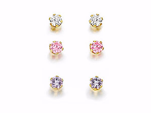 Three Colour Cubic Zirconia Earring