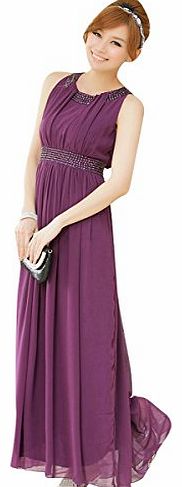 9FOX  Elegant Empire Wedding Bridesmaid Party Evening Dress Cocktail Dress (XXL, Purple)