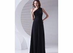 A-line One-shoulder Pleat Draped Floor-length