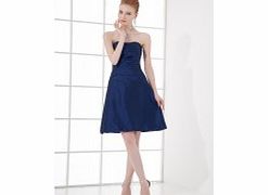 A-line Strapless Backless Pleat Taffeta Mini Dress