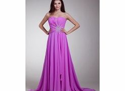 A-line Sweetheart Backless Beading Draped Sweep