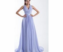 A-line V-neck Keyhole Backless Pleated Empire